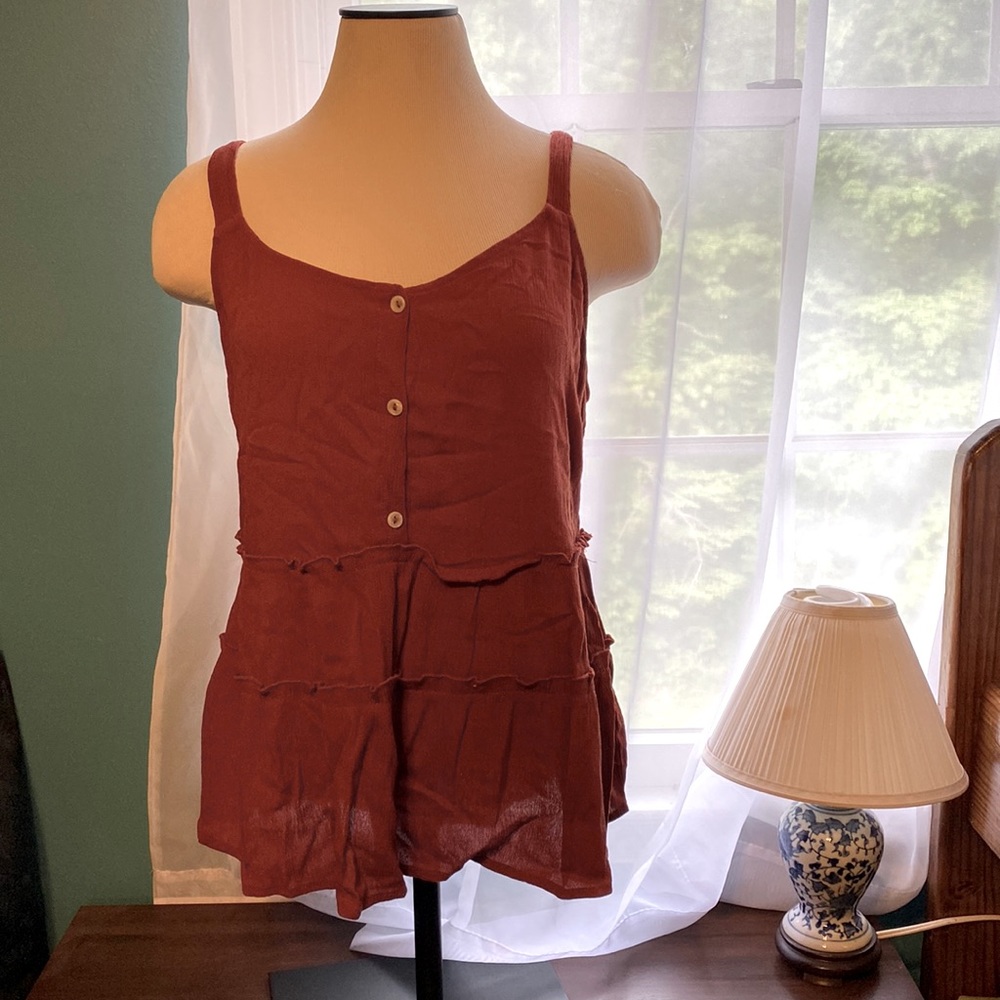 NOBO Tiered Button Down Gauze Tank Top